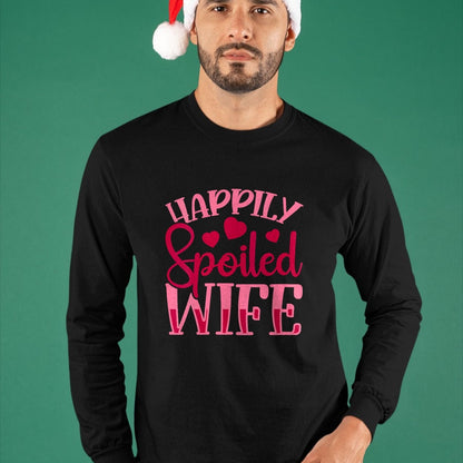 Best Wife Shirt, Wife and Husband Unisex T-Shirt/Hoodie/Sweatshirt HLT00 - Gift for wife T shirt, spoiled wife   Womens Funny Wife Happily Spoiled Wife V-Neck T-Shirt (5)