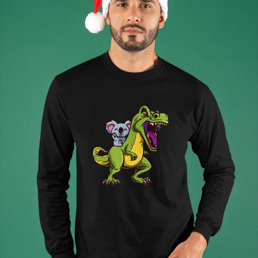 Best Dinosaur Lover Shirt, Funny Dinosaur UnisexT-Shirt/Hoodie/Sweatshirt HLT00 - Kawaii Koala Bear Riding T-Rex - Cute & Funny Trex Dinosaur T-Shirt