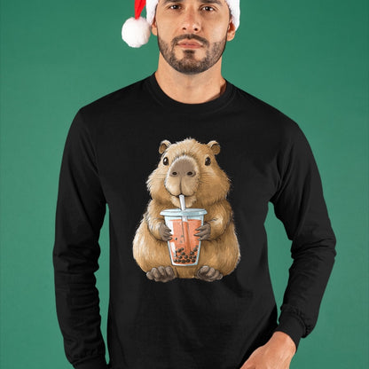 Cute Capybara Shirt, Funny Capybara Unisex T-Shirt/Hoodie/Sweatshirt HLT00 - Kawaii Anime Capybara Boba T-Shirt
