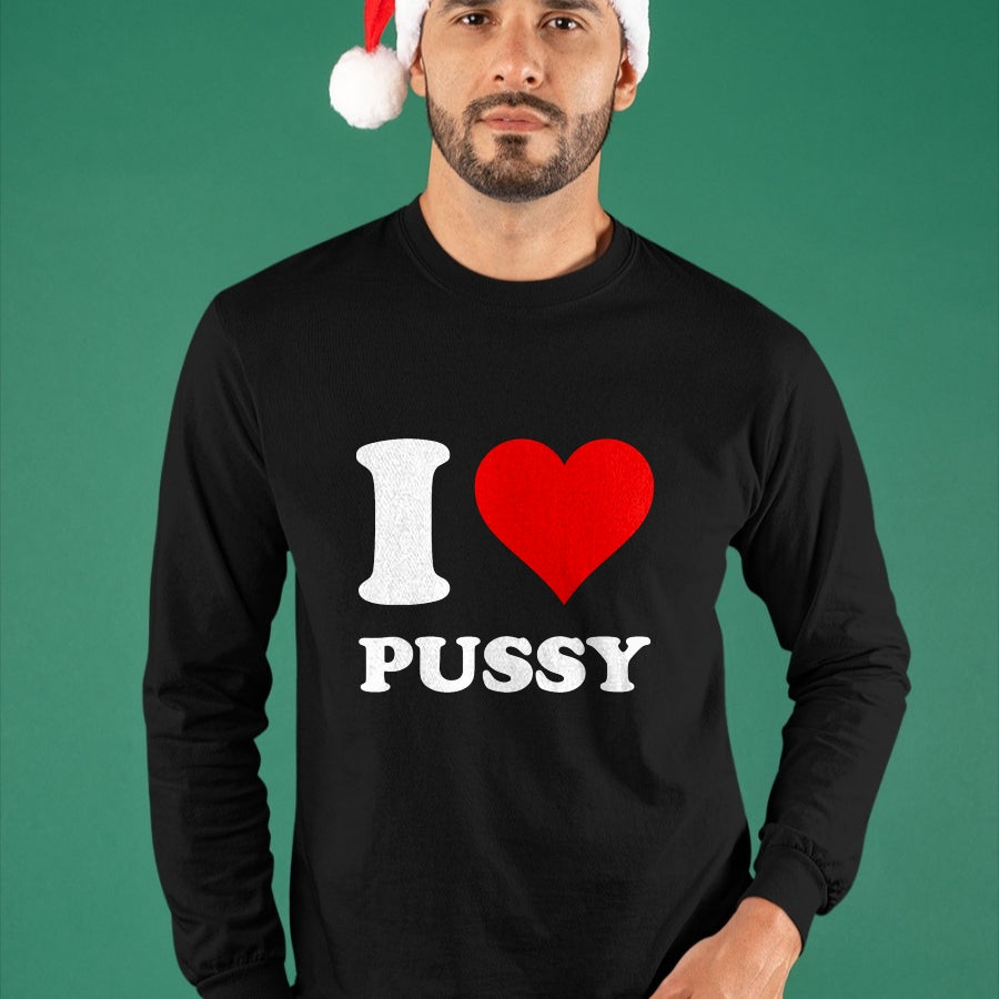 Cat Love Shirt, Funny Cat Lover Gift UnisexT-Shirt/Hoodie/Sweatshirt HLT00 - Red Heart I Love Pussy T-Shirt