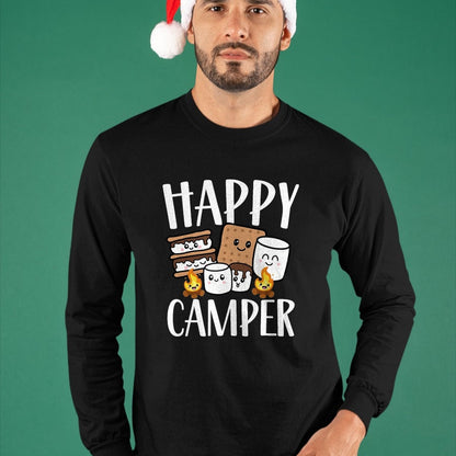 Funny Camping Shirt, Gift For Camping Lover Unisex T-Shirt/Hoodie/Sweatshirt HLT00 - Kawaii Smore Happy Camper Camping Crew Trip Campfire Squad T-Shirt, Men, Black, 3X-Large