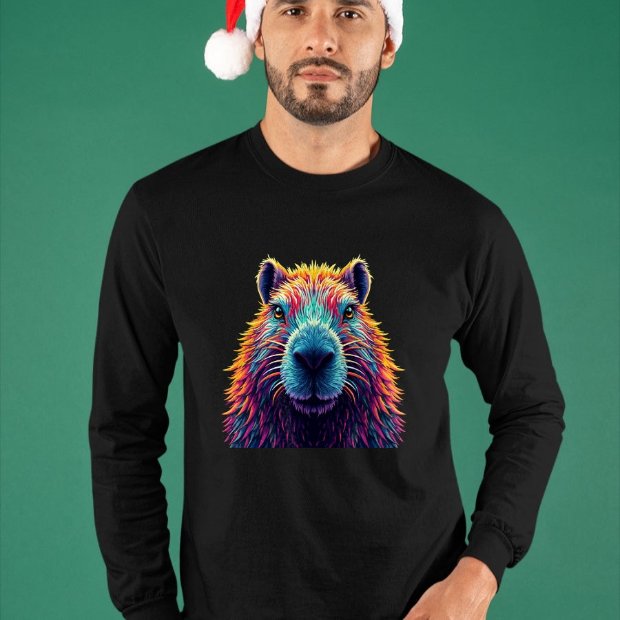 Cute Capybara Shirt, Funny Capybara Unisex T-Shirt/Hoodie/Sweatshirt HLT00 - Funny Colorful Capybara Long Sleeve T-Shirt