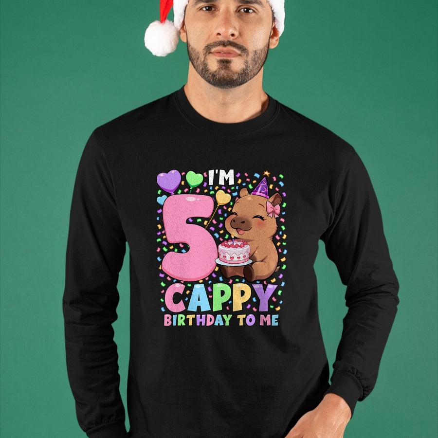 Cute Capybara Shirt, Funny Capybara UnisexT-Shirt/Hoodie/Sweatshirt HLT00 - Capybara Birthday Shirt 5 Kawaii Girl Capybara 5th Birthday T-Shirt