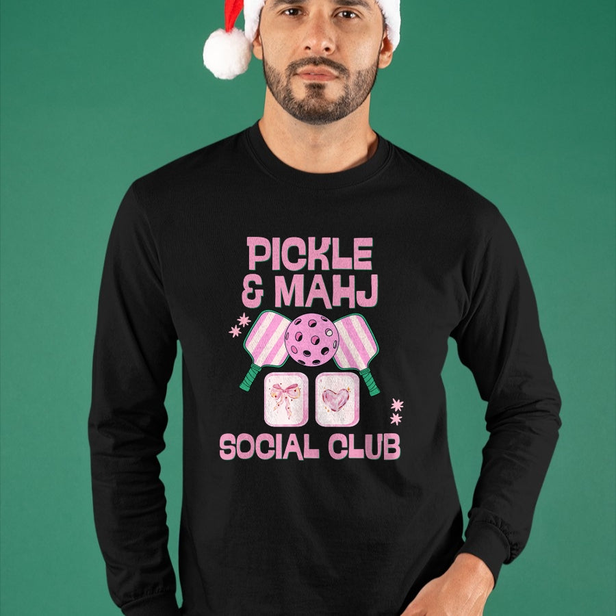Funny Pickleball Shirt, Pickleball Lover Unisex T-Shirt/Hoodie/Sweatshirt HLT00 - Pickle and Mahj Mahjong and Pickleball Social Club mah Jong T-Shirt