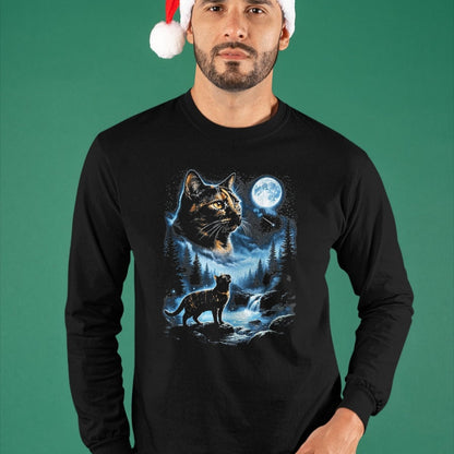 Cat Love Shirt, Funny Cat Lover Gift UnisexT-Shirt/Hoodie/Sweatshirt HLT00 - Tortoiseshell Cat Howling At Moon Celestial Parody Design T-Shirt, Men, Black, 3X-Large
