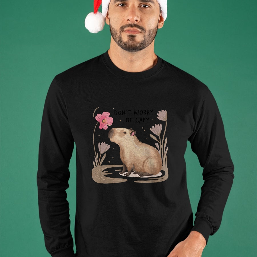 Cute Capybara Shirt, Funny Capybara Unisex T-Shirt/Hoodie/Sweatshirt HLT00 - Cute Dont Worry Be Capy Capybara Girls Boys Kids Youth Women T-Shirt