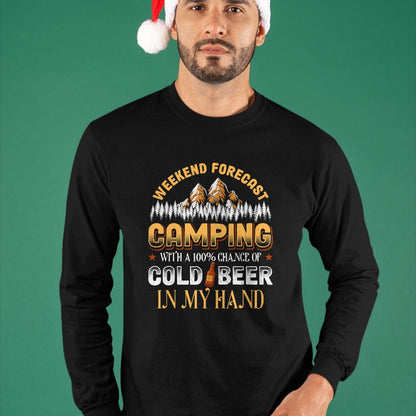 Funny Camping Shirt, Gift For Camping Lover Unisex T-Shirt/Hoodie/Sweatshirt HLT00 - Weekend Forecast Camping with Beer Camper Adventure Outdoor T-Shirt