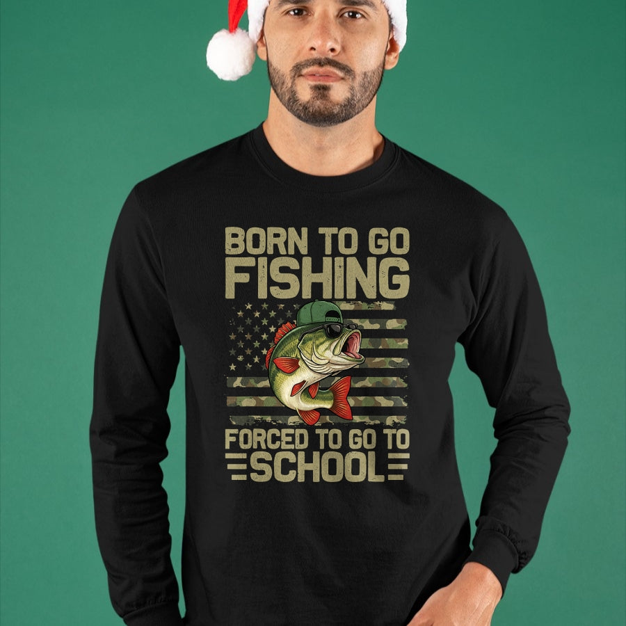 Funny Fishing Shirt, Gift For Fishing Lover Unisex T-Shirt/Hoodie/Sweatshirt HLT00 - Born to Go Fishing Bass Fish Funny Fisherman Boys Kids Men T-Shirt