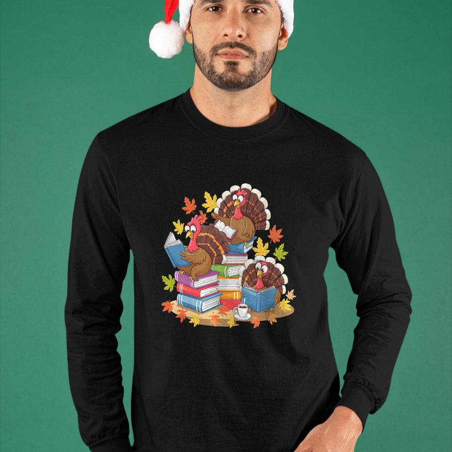 Best Thanksgiving Family Shirt , Funny Thanksgiving UnisexT-Shirt/Hoodie/Sweatshirt HLT00 - Turkey Reading Books Fall Season Thanksgiving Teacher Book T-Shirt