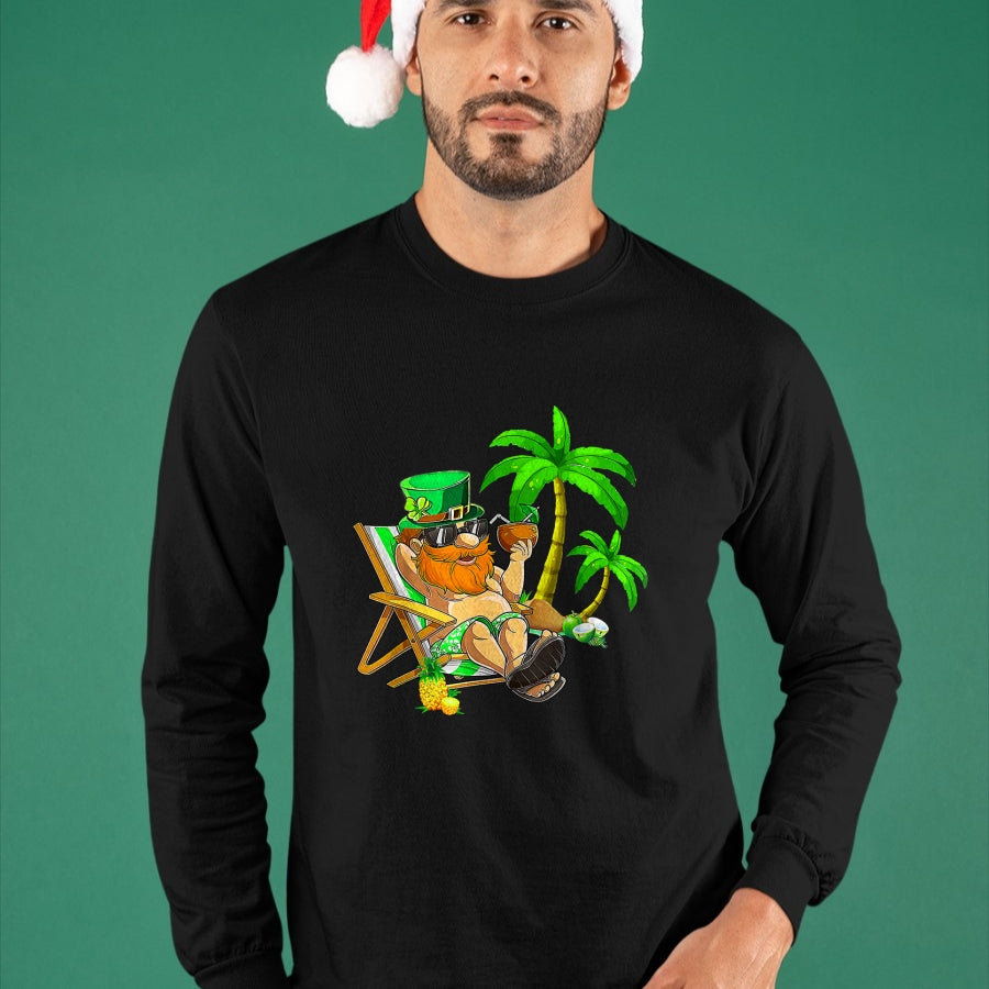 Patrick Day Shirts for Family, Funny Patrick Day shirts, st patrick's day Unisex T-Shirt/Hoodie/Sweatshirt HLT00 - Lucky Irish Leprechaun Hawaiian Surfing St Patrick Day Retro T-Shirt