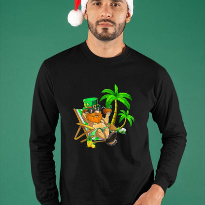 Patrick Day Shirts for Family, Funny Patrick Day shirts, st patrick's day Unisex T-Shirt/Hoodie/Sweatshirt HLT00 - Lucky Irish Leprechaun Hawaiian Surfing St Patrick Day Retro T-Shirt