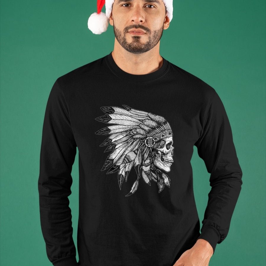Native American T-Shirts, Vintage Native American Unisex T-Shirt/Hoodie/Sweatshirt HLT00 - American Motorcycle Skull Native Indian Eagle Chief Vintage