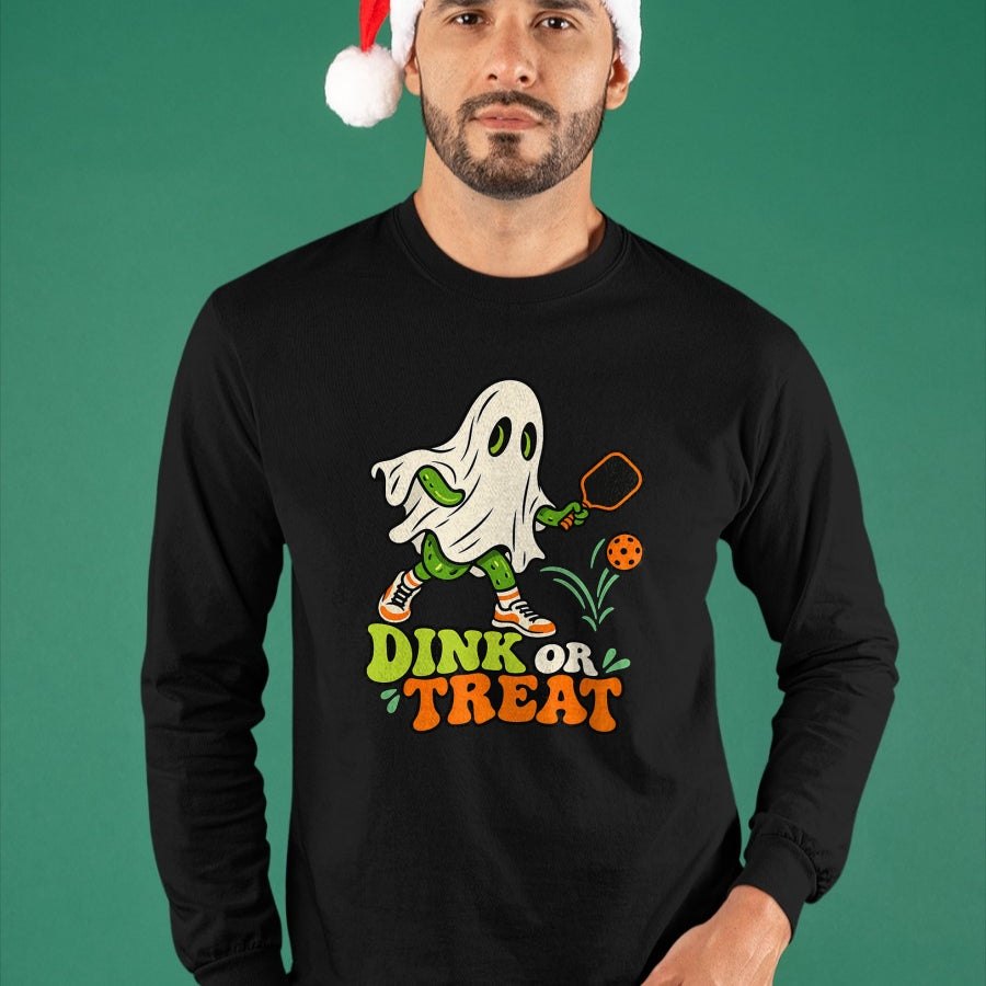 Funny Pickleball Shirt, Pickleball Lover Unisex T-Shirt/Hoodie/Sweatshirt HLT00 - Halloween Pickleball Ghost Men Women Pickleball Halloween T-Shirt
