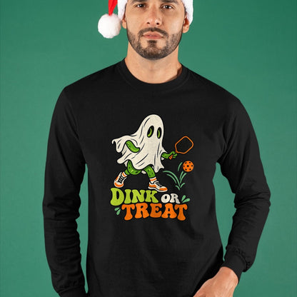 Funny Pickleball Shirt, Pickleball Lover Unisex T-Shirt/Hoodie/Sweatshirt HLT00 - Halloween Pickleball Ghost Men Women Pickleball Halloween T-Shirt