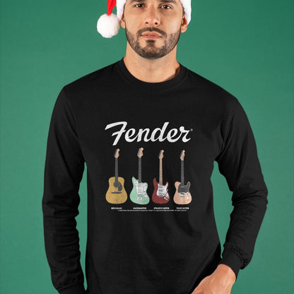 Guitar Lover Shirt, Funny Guitar UnisexT-Shirt/Hoodie/Sweatshirt HLT00 - Fender Vintage Guitar Lineup Long Sleeve T-Shirt