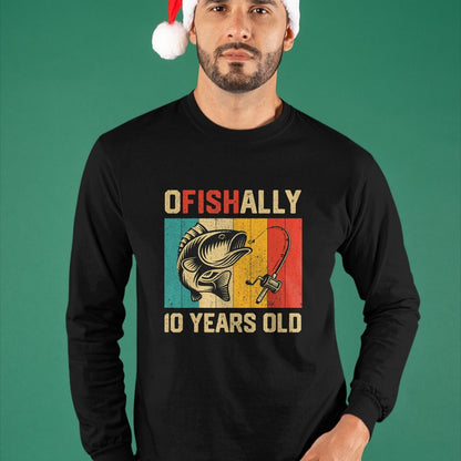 Funny Fishing Shirt, Gift For Fishing Lover Unisex T-Shirt/Hoodie/Sweatshirt HLT00 - Ofishally 10 Years Old Funny Fishing Birthday Fisherman T-Shirt