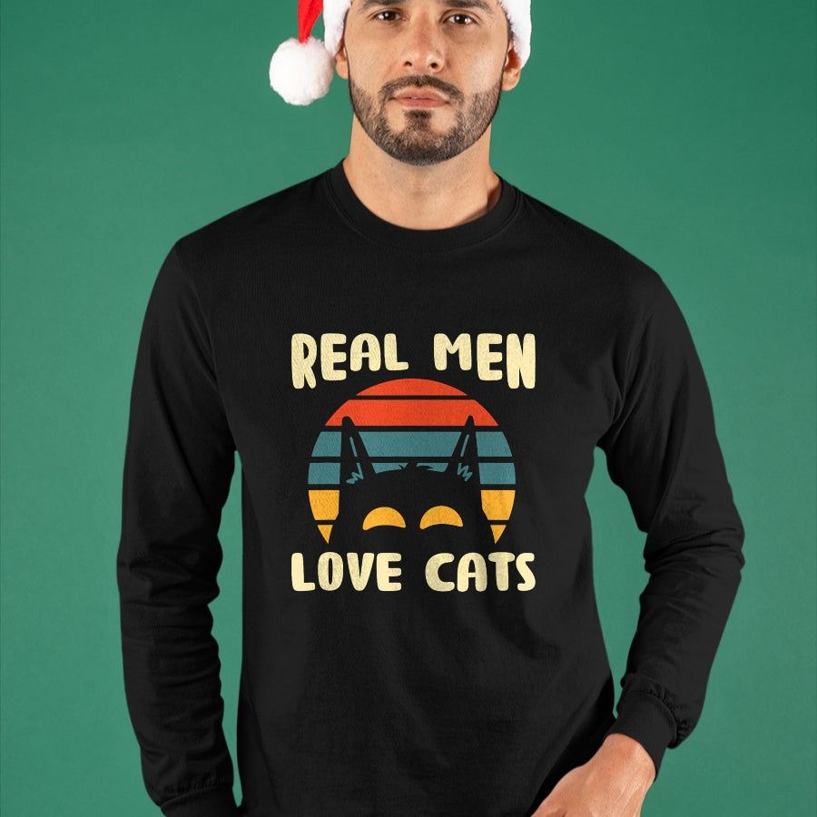 Cat Love Shirt, Funny Cat Lover Gift UnisexT-Shirt/Hoodie/Sweatshirt HLT00 - Real Men Love Cats Cat Lover T-Shirt