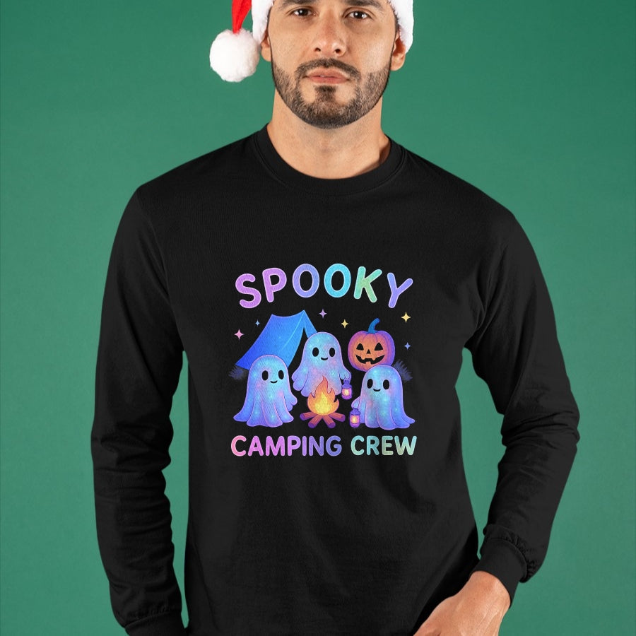 Funny Camping Shirt, Gift For Camping Lover Unisex T-Shirt/Hoodie/Sweatshirt HLT00 - Spooky Camping Crew Ghosts Halloween Campfire Vintage Boo T-Shirt