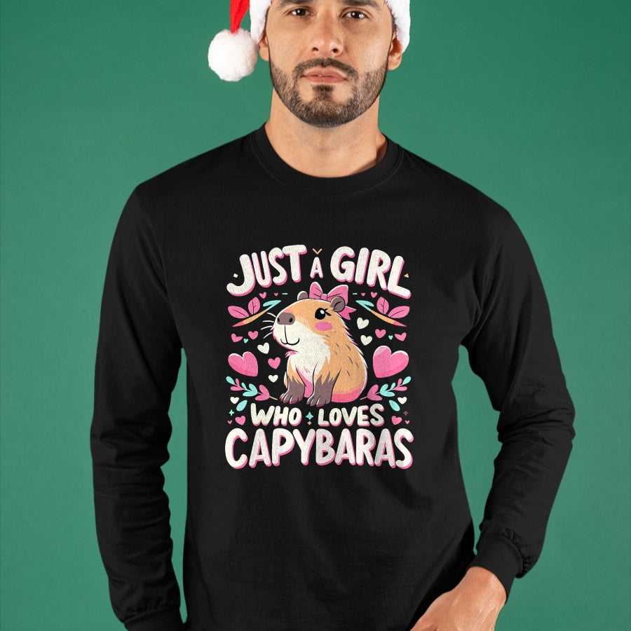 Cute Capybara Shirt, Funny Capybara Unisex T-Shirt/Hoodie/Sweatshirt HLT00 - Just a Girl who Loves Capybaras T-Shirt (5)