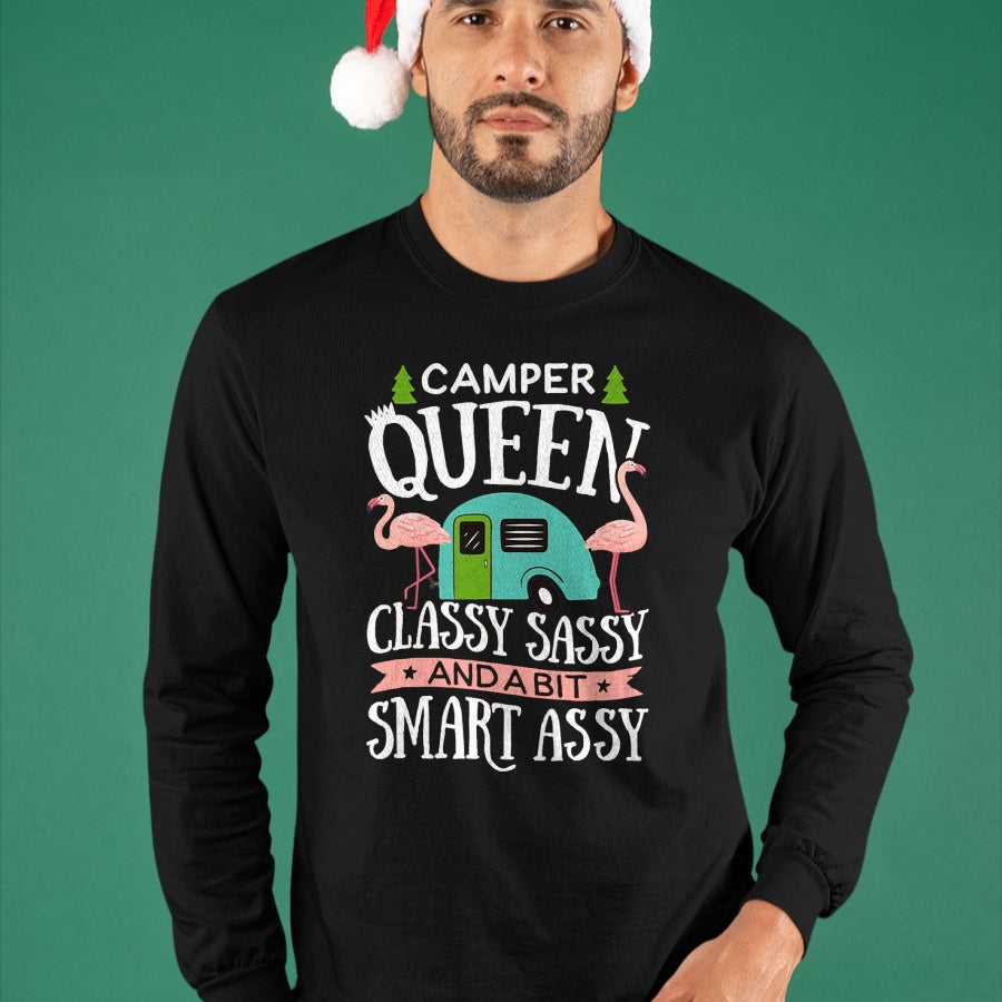 Funny Camping Shirt, Gift For Camping Lover Unisex T-Shirt/Hoodie/Sweatshirt HLT00 - Camper Queen Classy Sassy Smart Funny Women Girls Camping RV T-Shirt, Men, Black, 3X-Large