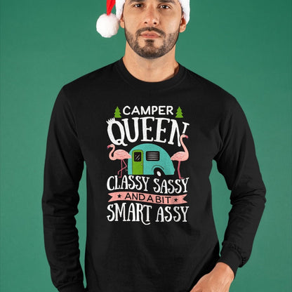 Funny Camping Shirt, Gift For Camping Lover Unisex T-Shirt/Hoodie/Sweatshirt HLT00 - Camper Queen Classy Sassy Smart Funny Women Girls Camping RV T-Shirt, Men, Black, 3X-Large
