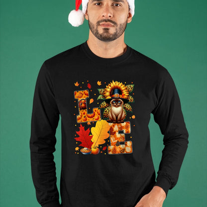 Cat Love Shirt, Funny Cat Lover Gift UnisexT-Shirt/Hoodie/Sweatshirt HLT00 - LOVE Thanksgiving Siamese Cat Costume Fall Leaves Sunflower T-Shirt for Men Women Kids