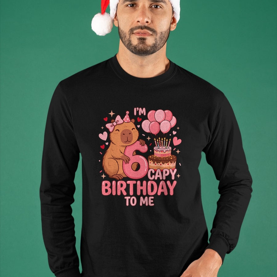 Cute Capybara Shirt, Funny Capybara UnisexT-Shirt/Hoodie/Sweatshirt HLT00 - Capybara 6 Year Birthday Girl Capybara 6th Birthday 2020 T-Shirt