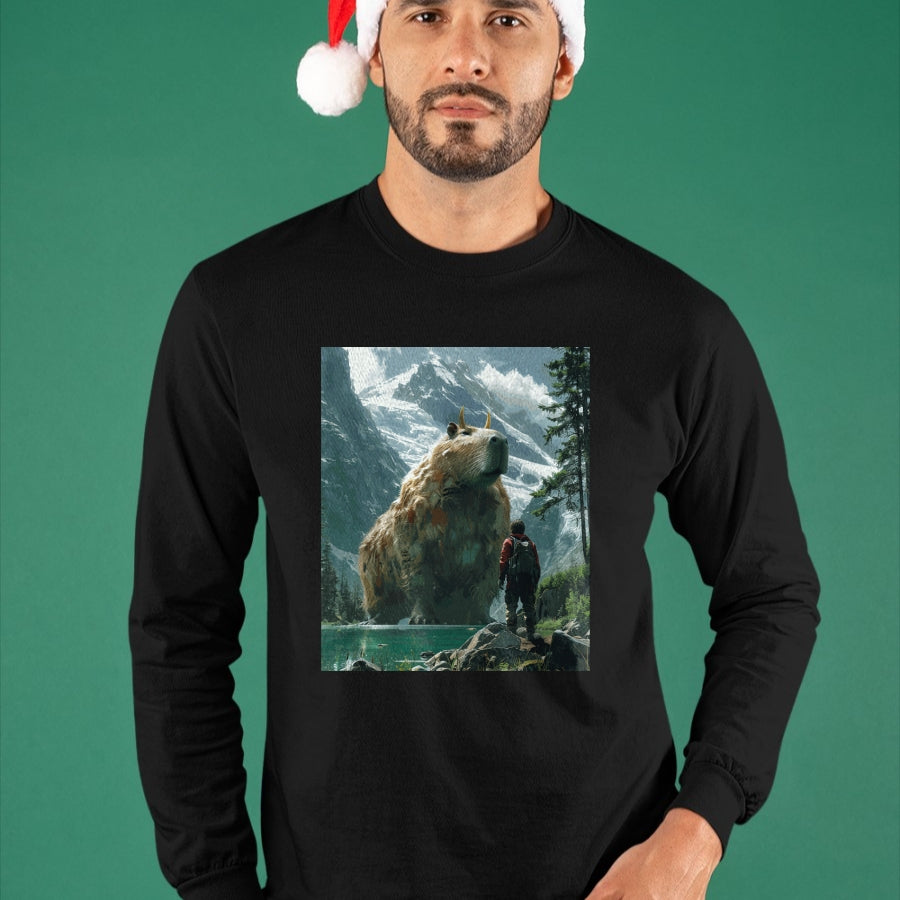 Cute Capybara Shirt, Funny Capybara Unisex T-Shirt/Hoodie/Sweatshirt HLT00 - Funny Graphic Capybara Long Sleeve T-Shirt (1)