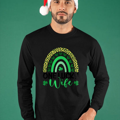 Best Wife Shirt, Wife and Husband Unisex T-Shirt/Hoodie/Sweatshirt HLT00 - Gift for wife T shirt, lucky wife   One Lucky Wife Leopard Rainbow Saint Patrick's Day T-Shirt