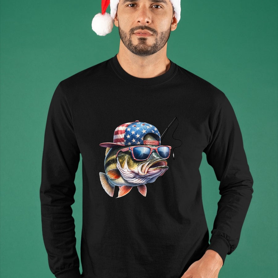 Funny Fishing Shirt, Gift For Fishing Lover Unisex T-Shirt/Hoodie/Sweatshirt HLT00 - American Flag Fishing T-Shirt- Funny Fisherman Gift T-Shirt