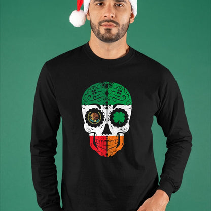 Patrick Day Shirts for Family, Funny Patrick Day shirts, st patrick's day Unisex T-Shirt/Hoodie/Sweatshirt HLT00 - Mexican Irish Sugar Skull St Patrick Day Mexico Ireland Flag T-Shirt