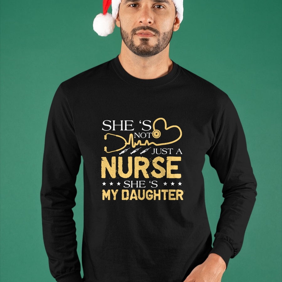 Funny Nurse Shirt, Nurse Unisex T-Shirt/Hoodie/Sweatshirt HLT00 - My Daughter Is A Nurse Proud Nurse's Mom Dad RN LPN Family T-Shirt (3)