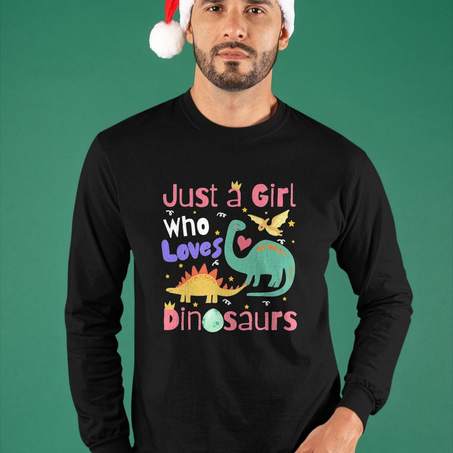 Best Dinosaur Lover Shirt, Funny Dinosaur UnisexT-Shirt/Hoodie/Sweatshirt HLT00 - Just a Girl Who Loves Dinosaurs Kid Teen Toddlers Women Dino T-Shirt, Men, Black, 3X-Large