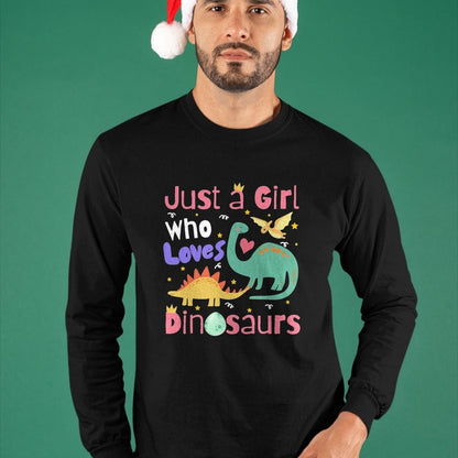 Best Dinosaur Lover Shirt, Funny Dinosaur UnisexT-Shirt/Hoodie/Sweatshirt HLT00 - Just a Girl Who Loves Dinosaurs Kid Teen Toddlers Women Dino T-Shirt, Men, Black, 3X-Large