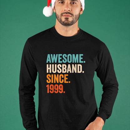Best Wife Shirt, Wife and Husband Unisex T-Shirt/Hoodie/Sweatshirt HLT00 - Awesome Husband Since 1999 25th wedding anniversary 25 years T-Shirt (1)