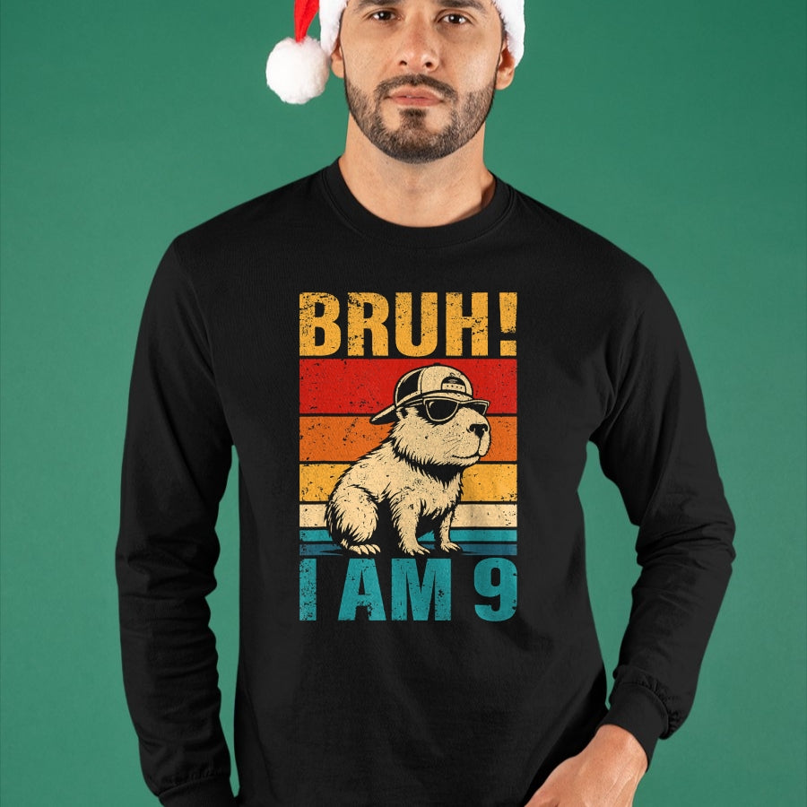 Cute Capybara Shirt, Funny Capybara UnisexT-Shirt/Hoodie/Sweatshirt HLT00 - 9 Year Old Birthday Boy Capybara Bruh It_s My 9th Birthday T-Shirt (1)