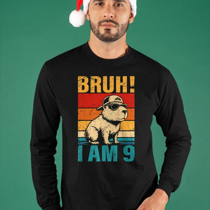 Cute Capybara Shirt, Funny Capybara UnisexT-Shirt/Hoodie/Sweatshirt HLT00 - 9 Year Old Birthday Boy Capybara Bruh It_s My 9th Birthday T-Shirt (1)
