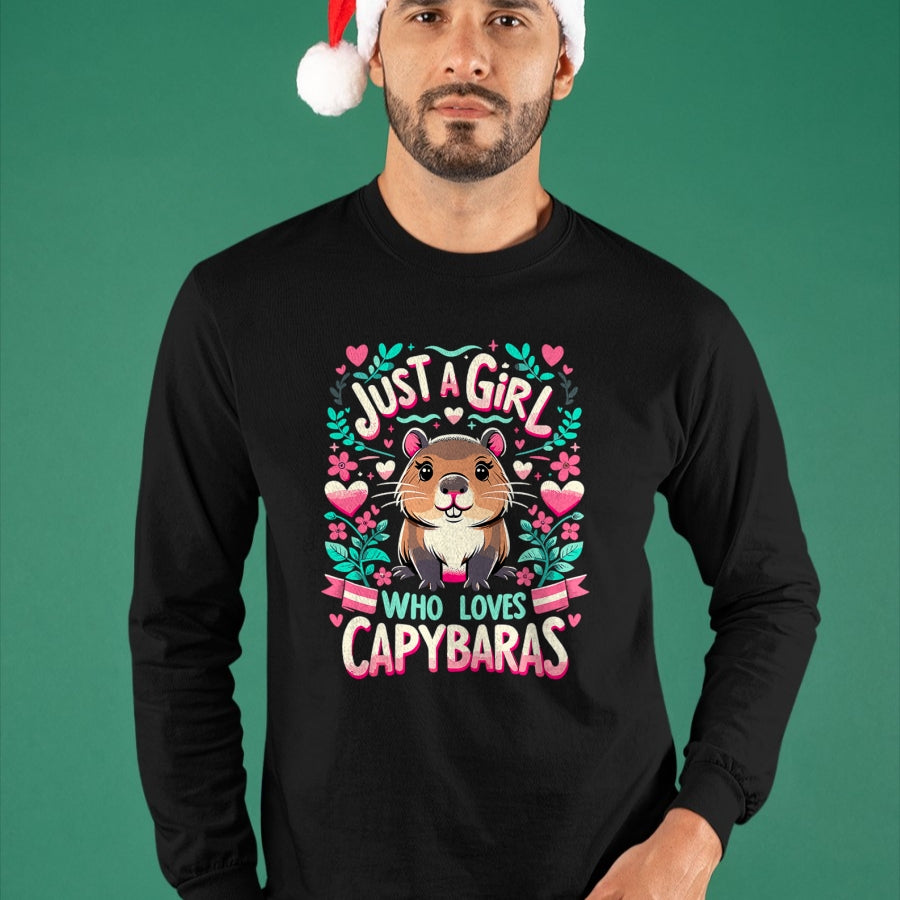 Cute Capybara Shirt, Funny Capybara Unisex T-Shirt/Hoodie/Sweatshirt HLT00 - Capybara Just a Girl who loves Capybaras T-Shirt