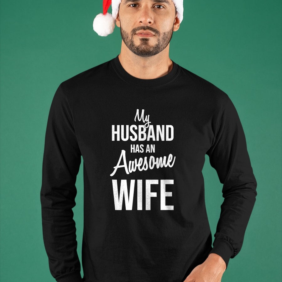 Best Wife Shirt, Wife and Husband Unisex T-Shirt/Hoodie/Sweatshirt HLT00 - My Husband Has An Awesome Wife T-Shirt (2)