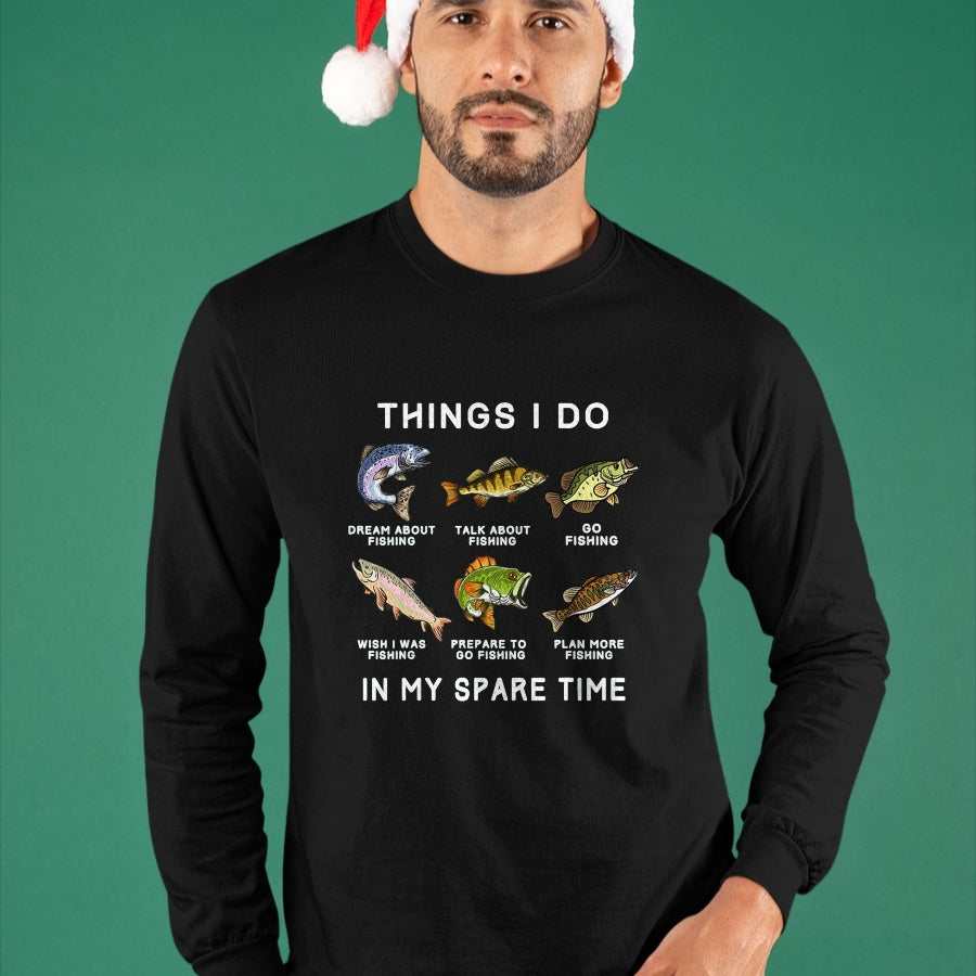 Funny Fishing Shirt, Gift For Fishing Lover Unisex T-Shirt/Hoodie/Sweatshirt HLT00 - Things I Do in My Spare Time Fishing Boys Men Bass Fishing T-Shirt