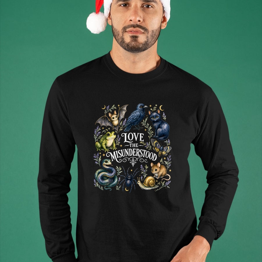 Cat Love Shirt, Funny Cat Lover Gift UnisexT-Shirt/Hoodie/Sweatshirt HLT00 - Love The Misunderstood Bat Frog Raven Snake Cat Moth Spider T-Shirt (2)