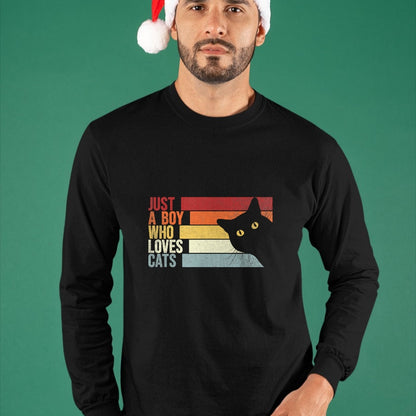 Cat Love Shirt, Funny Cat Lover Gift UnisexT-Shirt/Hoodie/Sweatshirt HLT00 - Just A Boy Who Loves Cats. Funny Cats Lover T-Shirt (1)