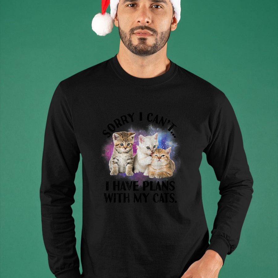 Cat Love Shirt, Funny Cat Lover Gift UnisexT-Shirt/Hoodie/Sweatshirt HLT00 - Sorry I Can_t I Have Plans with My Cat - Cat Lover Gift T-Shirt