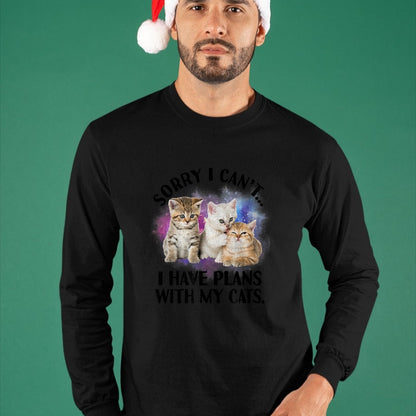 Cat Love Shirt, Funny Cat Lover Gift UnisexT-Shirt/Hoodie/Sweatshirt HLT00 - Sorry I Can_t I Have Plans with My Cat - Cat Lover Gift T-Shirt