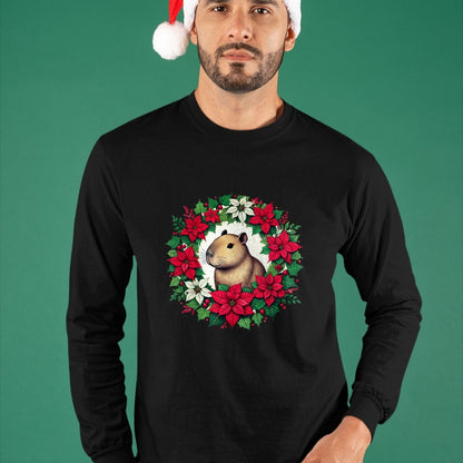 Cute Capybara Shirt, Funny Capybara UnisexT-Shirt/Hoodie/Sweatshirt HLT00 - Capybara Christmas illustration Long Sleeve T-Shirt