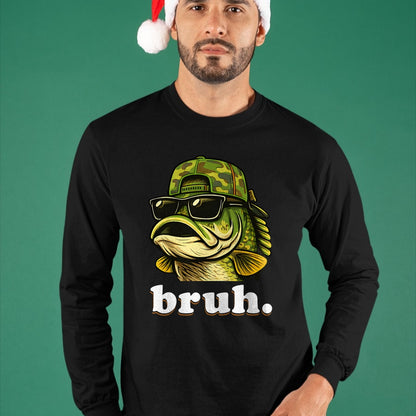 Funny Fishing Shirt, Gift For Fishing Lover Unisex T-Shirt/Hoodie/Sweatshirt HLT00 - Bruh Fishing Camo Bass Fish Funny Boys Kids Camouflage T-Shirt