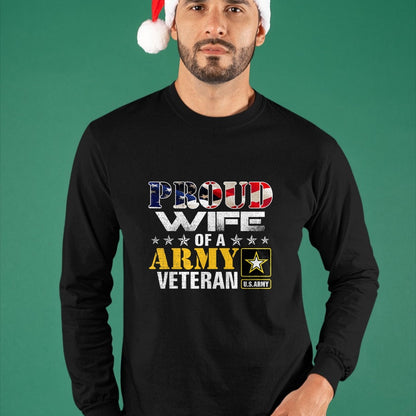 Best Wife Shirt, Wife and Husband Unisex T-Shirt/Hoodie/Sweatshirt HLT00 - Gift for wife T shirt, lucky wife   Proud Wife Of A Army Veteran American Flag Military Gift T-Shirt