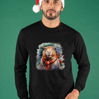 Cute Capybara Shirt, Funny Capybara Unisex T-Shirt/Hoodie/Sweatshirt HLT00 - Capybara Christmas Long Sleeve T-Shirt (1)