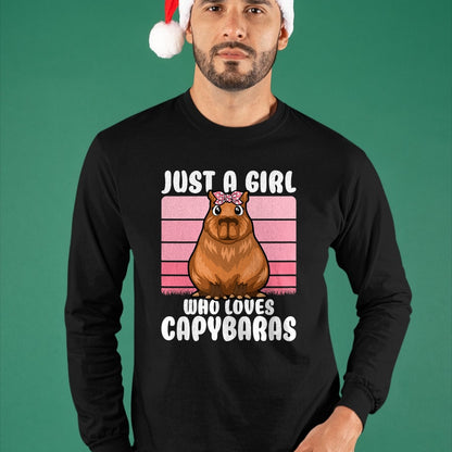 Cute Capybara Shirt, Funny Capybara Unisex T-Shirt/Hoodie/Sweatshirt HLT00 - Just A Girl Who Loves Capybaras Cute Girls Kids T-Shirt