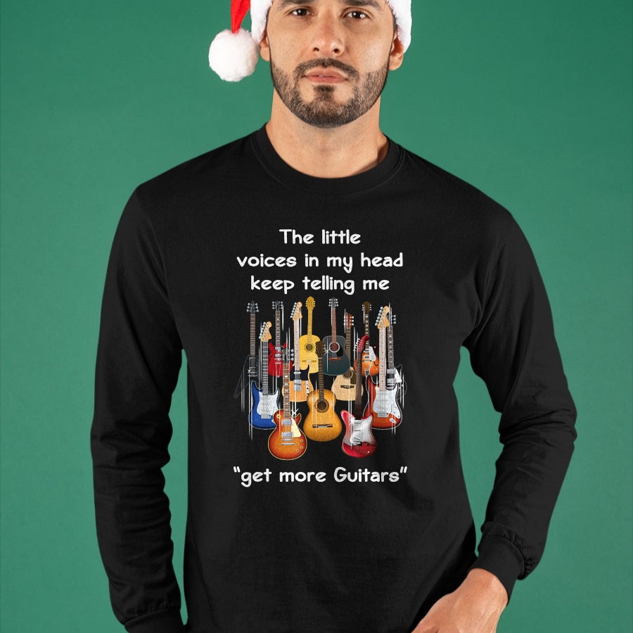 Guitar Lover Shirt, Funny Guitar UnisexT-Shirt/Hoodie/Sweatshirt HLT00 - The Voices in My Head Keep Telling Me to Get More Guitars T-Shirt